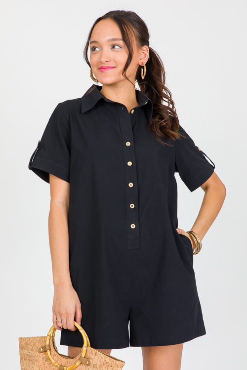 Back In Black Button Romper