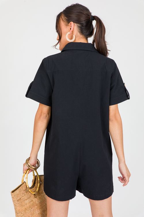 Back In Black Button Romper