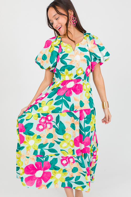 Margie Floral Midi, Mint Mix