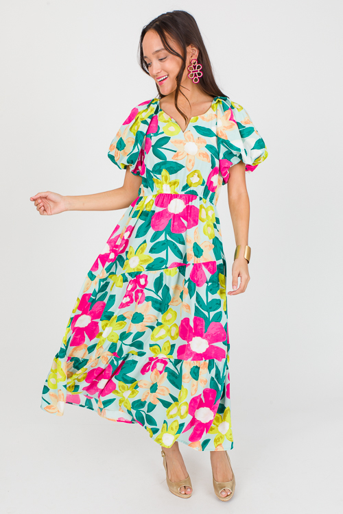 Margie Floral Midi, Mint Mix