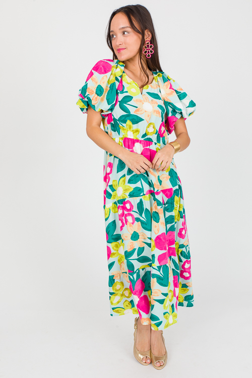 Margie Floral Midi, Mint Mix
