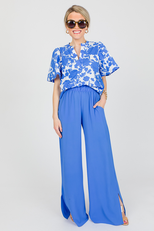Slit Leg Pants, Clean Blue