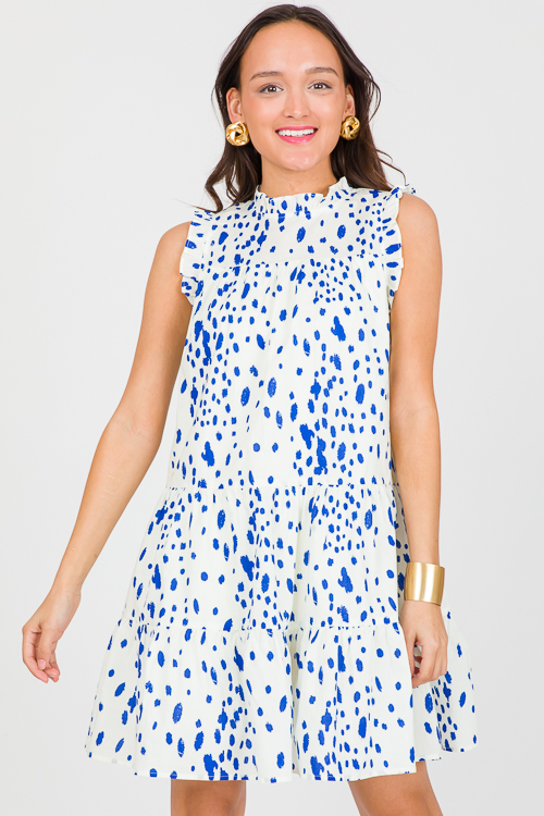 Stamped Spots Dress, Ivory