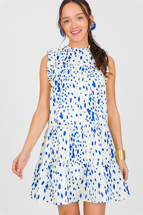 Stamped Spots Dress, Ivory