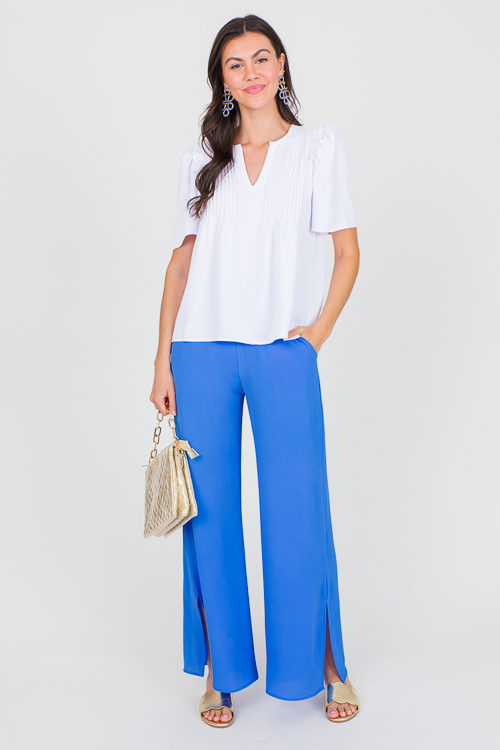 Slit Leg Pants, Clean Blue