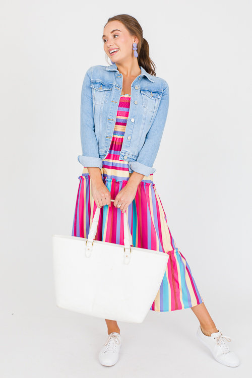 Multi Stripe Smock Midi