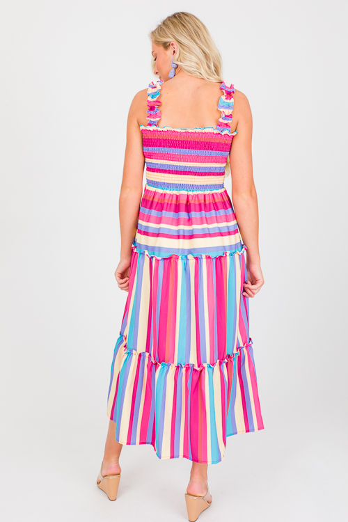 Multi Stripe Smock Midi