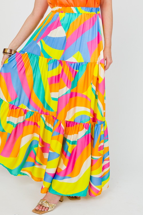 Satin Abstract Maxi Skirt