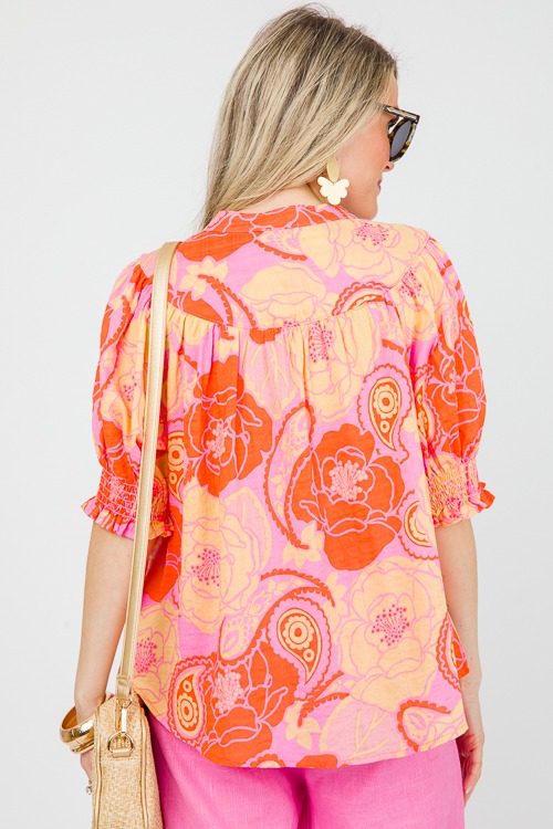 Floral Paisley Button Top, Pink/Orange - 0401-51.jpg