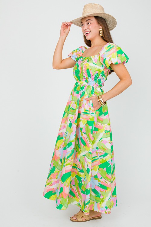 Painted Floral Smock Maxi