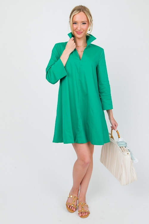 Collared A-Line Dress, Green
