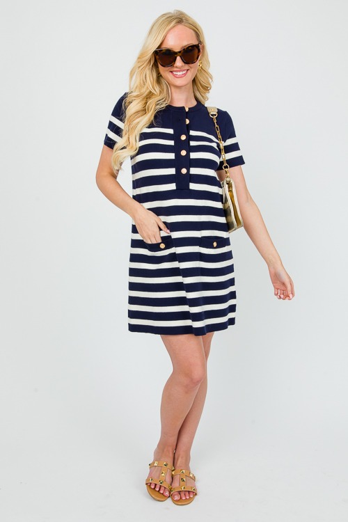 Chic In Stripes Dress, Navy - 0403-100.jpg