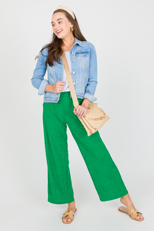 Terry Textured Pants, Green