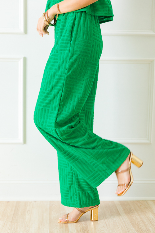 Terry Textured Pants, Green