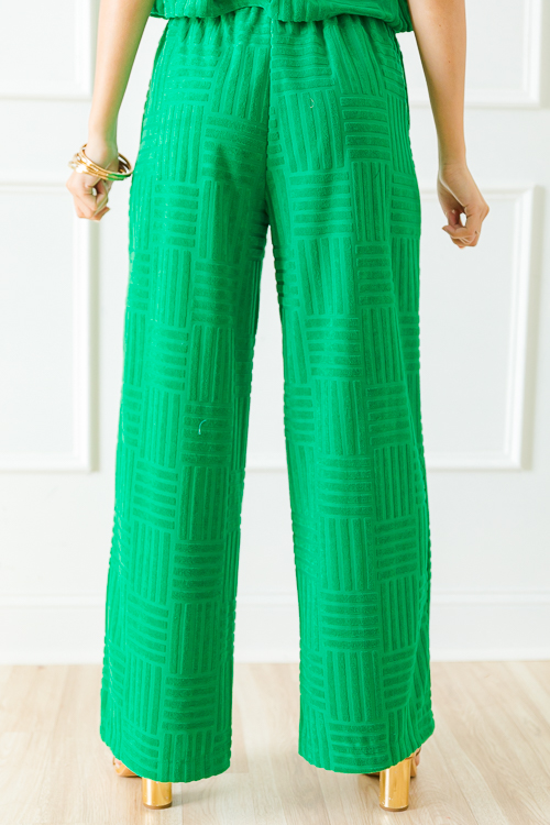 Terry Textured Pants, Green