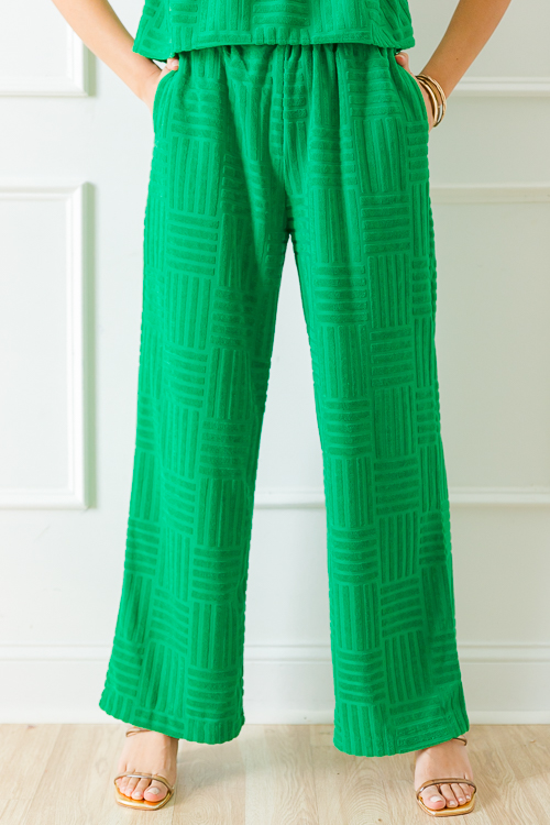 Terry Textured Pants, Green