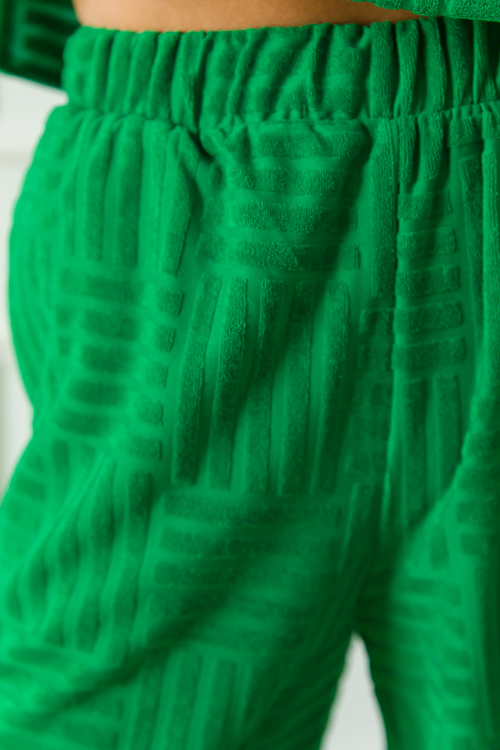 Terry Textured Pants, Green