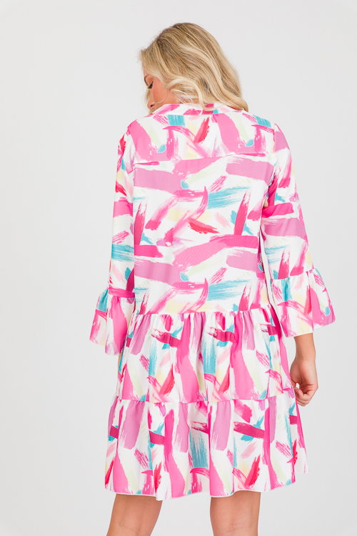 Belle Brush Stroke Dress, Pink New Arrivals The Blue Door Boutique