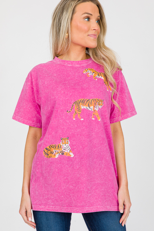 Tiger Graphic Tee, Hot Pink