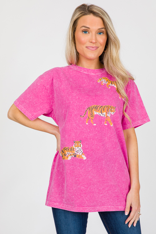 Tiger Graphic Tee, Hot Pink