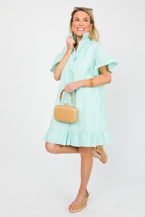 Ruffled Shirt Dress, Aqua Mint - 0405-132p.jpg