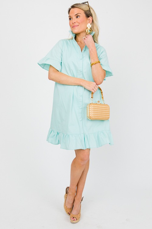 Ruffled Shirt Dress, Aqua Mint - 0405-134.jpg