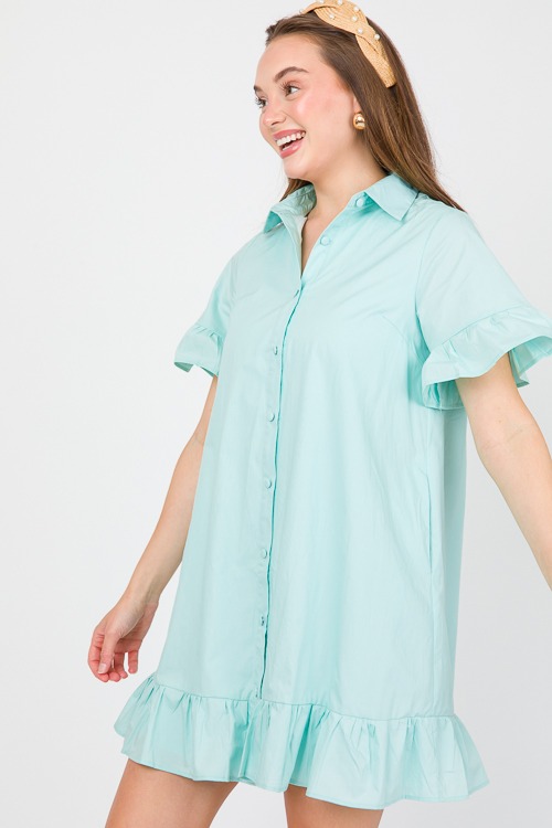 Ruffled Shirt Dress, Aqua Mint - 0405-137.jpg