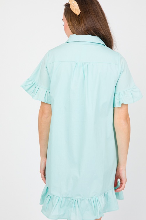 Ruffled Shirt Dress, Aqua Mint - 0405-138.jpg