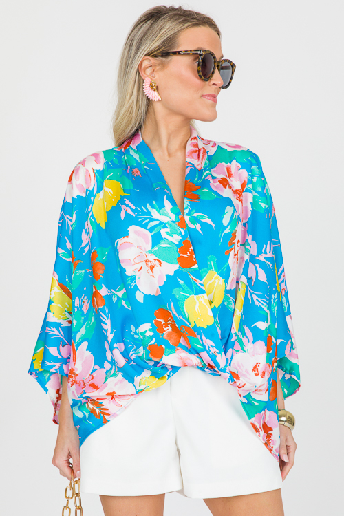 Floral Surplice Kimono Blouse