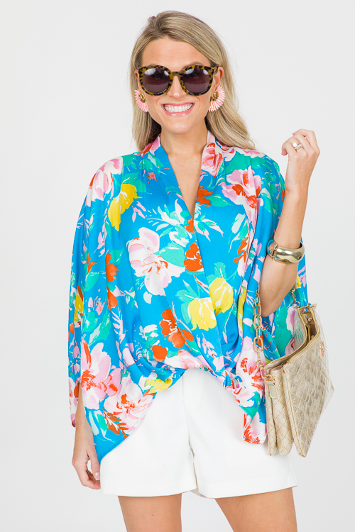 Floral Surplice Kimono Blouse