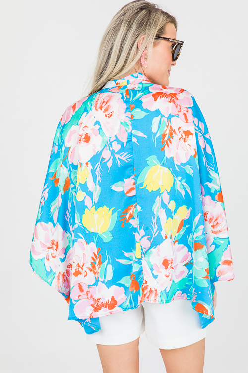 Floral Surplice Kimono Blouse