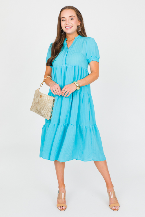 Subtle Stripe Midi, Aqua Blue