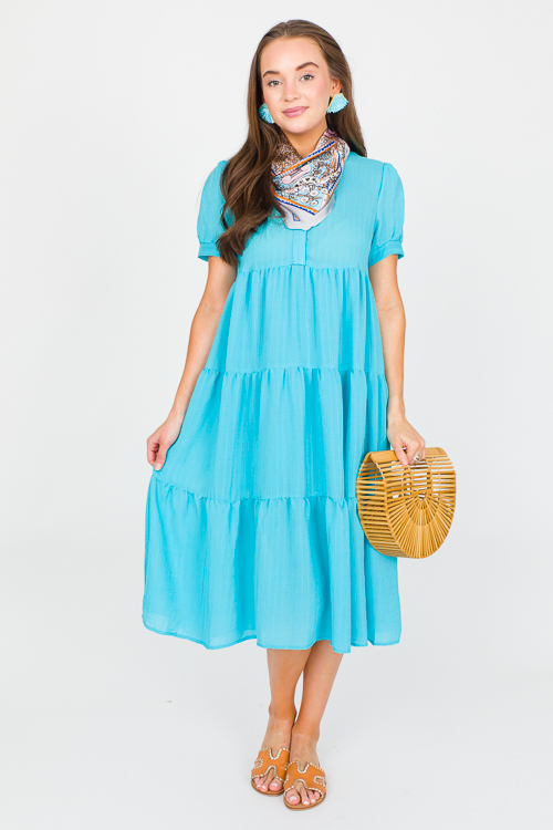 Subtle Stripe Midi, Aqua Blue