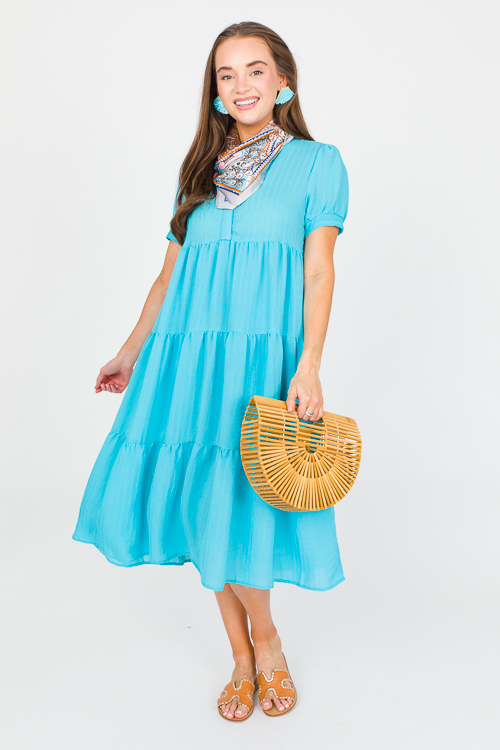 Subtle Stripe Midi, Aqua Blue