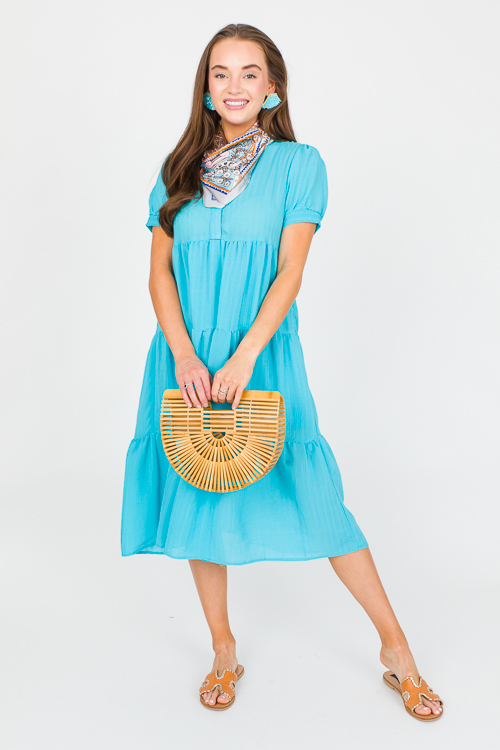 Subtle Stripe Midi, Aqua Blue