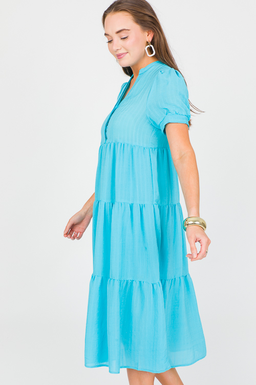 Subtle Stripe Midi, Aqua Blue
