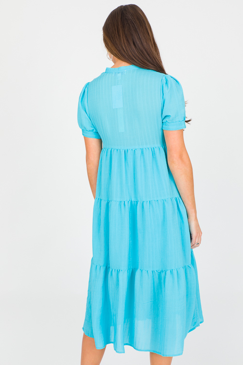 Subtle Stripe Midi, Aqua Blue