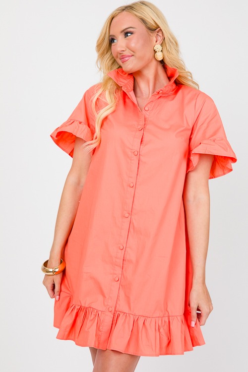 Ruffled Shirt Dress, Orange - 0405-65h.jpg