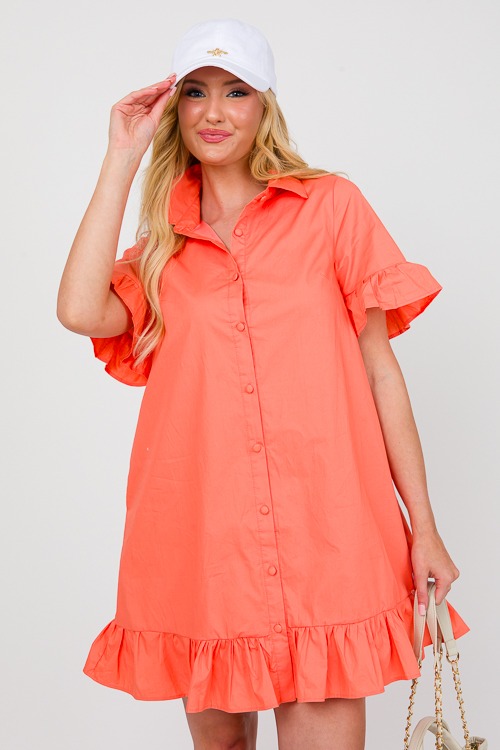 Ruffled Shirt Dress, Orange - 0405-67.jpg