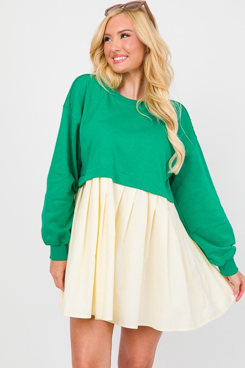 French Terry Contrast Dress, Green - 0405-84.jpg