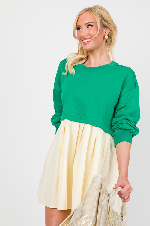 French Terry Contrast Dress, Green - 0405-85.jpg