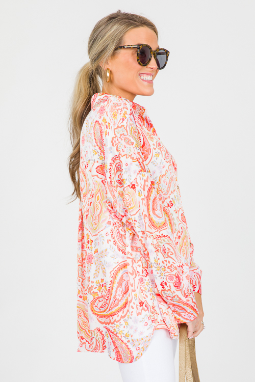 Paisley Button Down, Orange