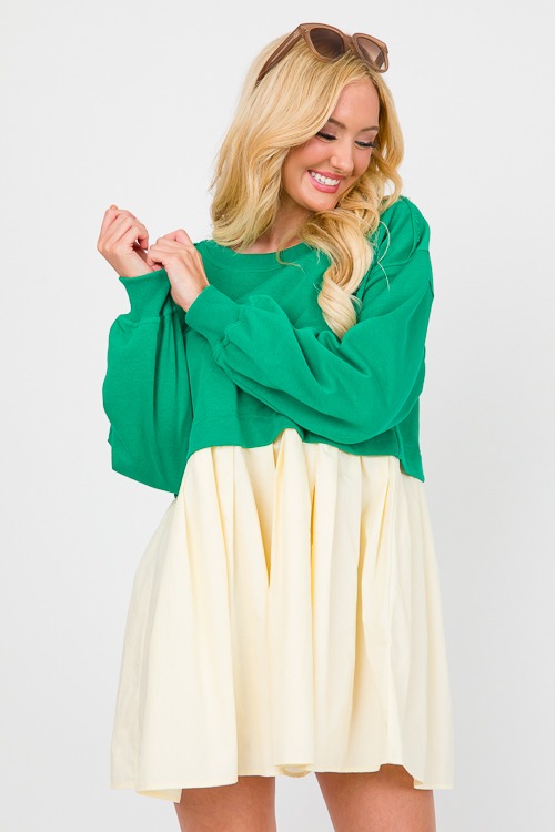 French Terry Contrast Dress, Green - 0405-87.jpg