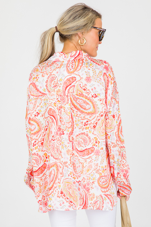 Paisley Button Down, Orange