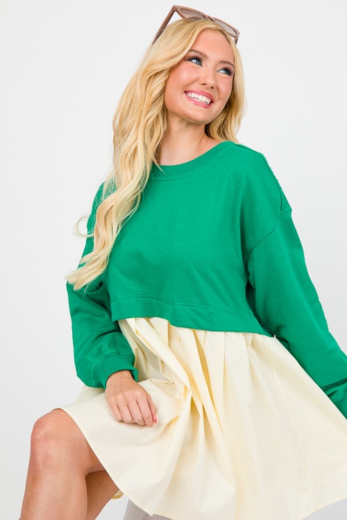 French Terry Contrast Dress, Green - 0405-89.jpg