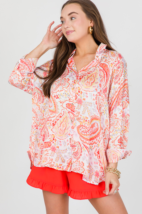 Paisley Button Down, Orange