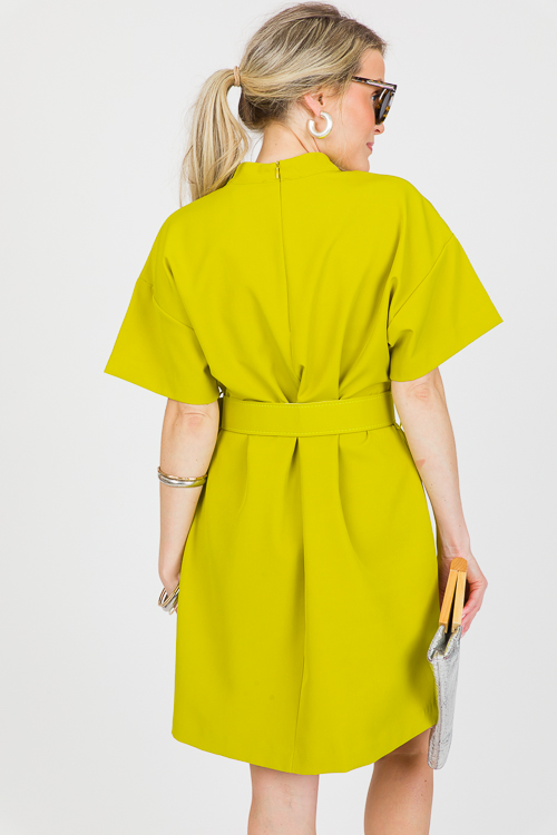 Cora Belted Dress, Lime