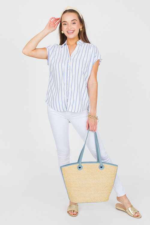 Button Up Top, Blue Stripe