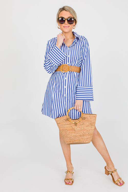 Striped Shirt Dress, Blue