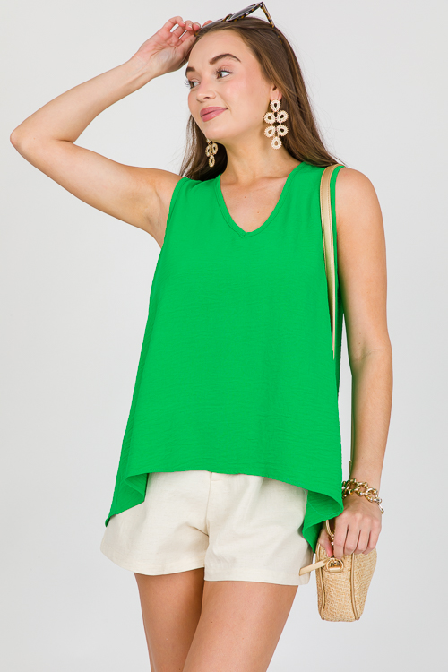 Kristen V-Neck Tank, Kelly Green